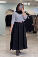 دامن لینن چین دار - Image 6